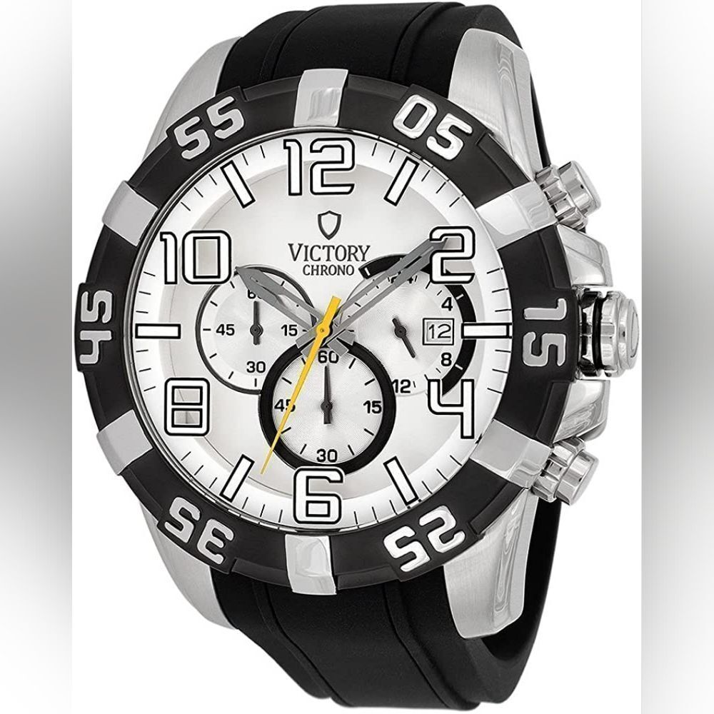 Victory V-Monarch Japanese Quartz Silver Dial Men's Watch 1297 Timepiece Chrono